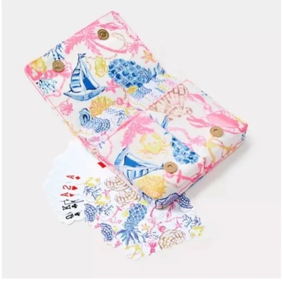 Lilly Pulitzer Accessories - Lilly Pulitzer Pink Blue Yellow Seashell Print Card Case - GWP